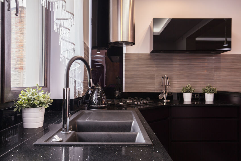 Black Granite Countertops In Modern Kitchen