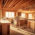 A kitchen under construction in a new build home