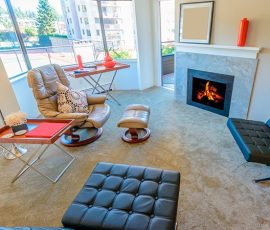 granite fireplace surround installed in living room