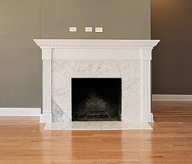 white granite fireplace mantle surround